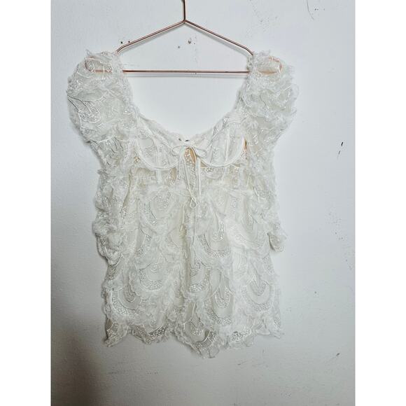 FOR LOVE & LEMONS White Bodice Taylor Lace Mini Dress Size Extra Small - Picture 3 of 16